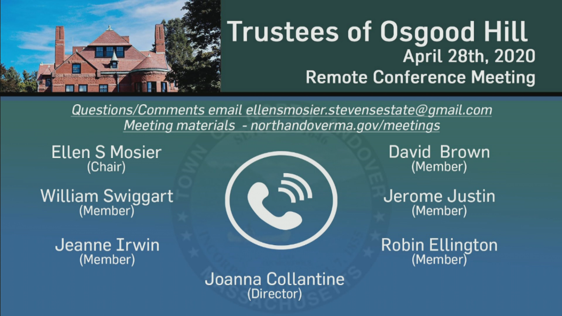 Thumbnail image for Trustees of Osgood Hill Meeting - 04.28.20